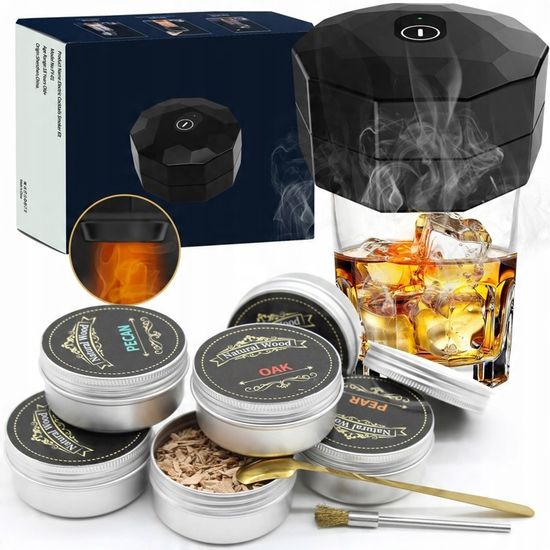 Fumeur Cocktails électrique AUNMAS Kit Fumeur De Cocktails Électrique - 6  Copeaux De Bois Inclus