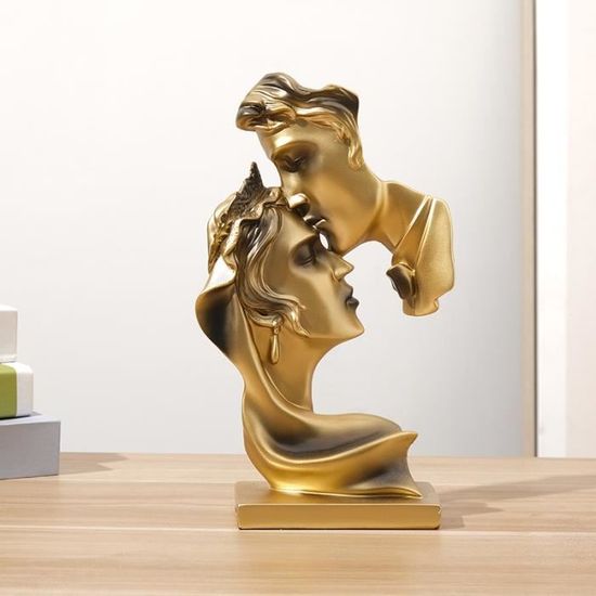 Statue Couple En Fer Style Cœur - Décoration Chambre, Salon - Cadeau Mariage, Anniversaire, Saint-Valentin