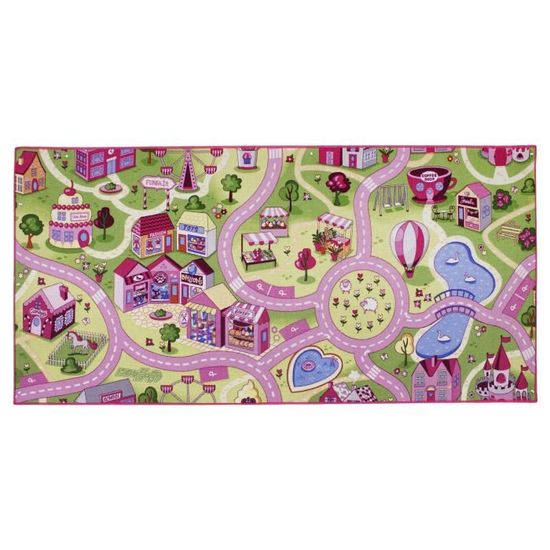 Tapis Ville Rose 100x165 Cm Achat Vente Tapis Cdiscount