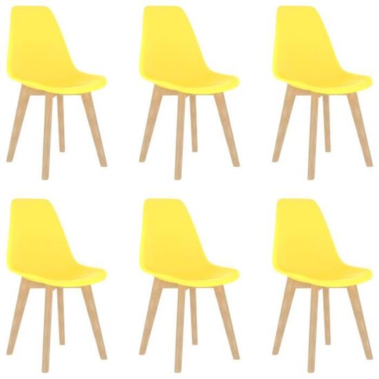 1289MAISON BEST•Lot de 6 chaises Style Nordique,Chaise de Cuisine Salle à Manger Scandinave  Jaune Plastique Taille:46 x 53,5 x 82 c