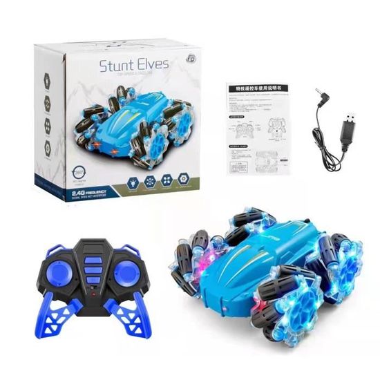 Qryselen Voiture télécommandée 2,4 GHz RC Cars avec lumières LED double face tout-terrain rotation 360° roulement RC Cars rechargeable 4WD RC Stunt Car jouets d'intérieur et d'extérieur pour garçons Qryselen Voiture télécommandée 2,4 GHz RC Cars avec lumières LED double face tout-terrain rotation 360° roulement RC Cars rechargeable 4WD RC Stunt Car jouets d'intérieur et d'extérieur pour garçons