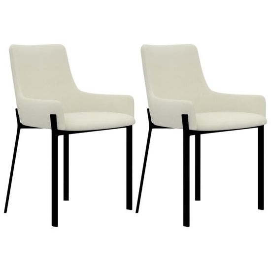 #21068 2 x Chaises de salle à manger Professionnel - Chaise de cuisine Chaise Scandinave - Crème Tissu Parfait