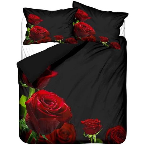 ENSEMBLE HOUSSES 9 PCS NOIR ET ROSE DAISY main image 0