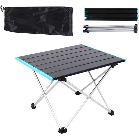Table Pliante Camping RIGIDON – 56x40x40 Cm, Aluminium 1,5 Kg, Charge 25 Kg, Avec Sac De Transport