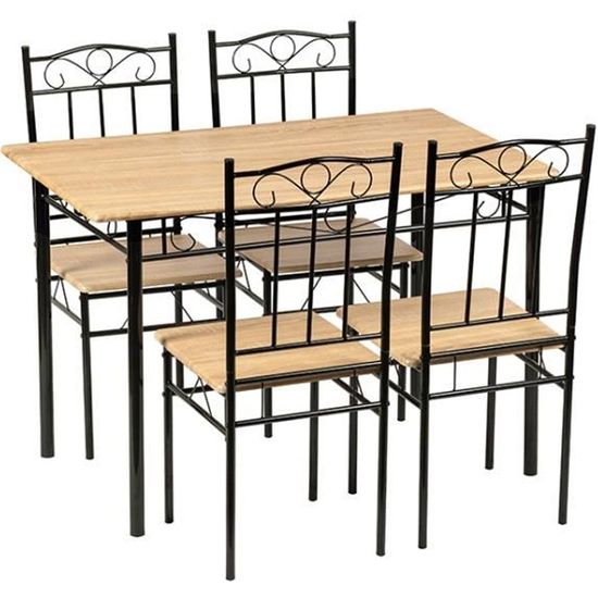 Ensemble table à manger 109x 69x 75 cm et 4 chaises-Hêtre clair et