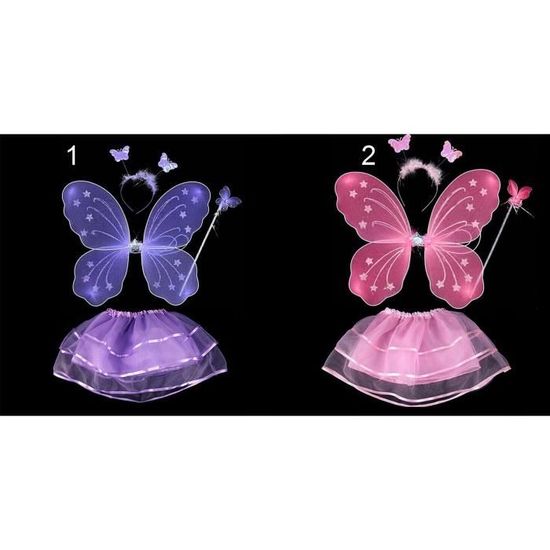 Déguisement Ailés De Fée Papillon Amebleak - 4 Pièces - Violet - Pour Enfant