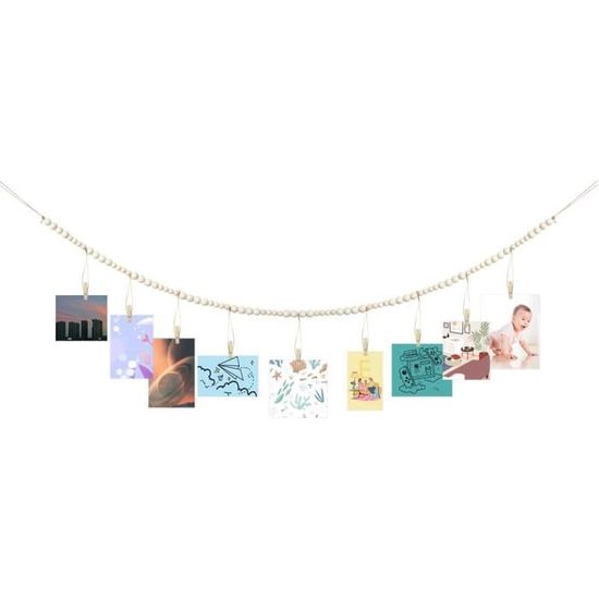 Pr sentoir Photo Suspendre Avec 9 Pinces Affichage Mural Avec Perles Pr sentoir Photo Suspendre Avec 9 Pinces Affichage Mural Avec Perles