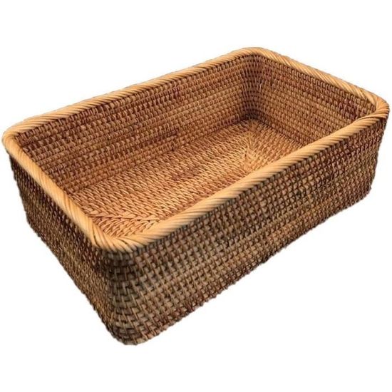 Lot De 3 Paniers à Pain En Rotin Synthétique – 30x20x7 Cm, Marron Et Crème, Lavables, Empilables