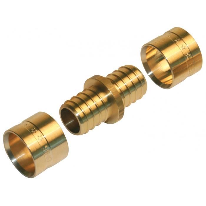 Raccord PER En Laiton - 2 Jonctions à Glissement Pour Tube PER 12mm - Neuf - Plomberie & Bricolage