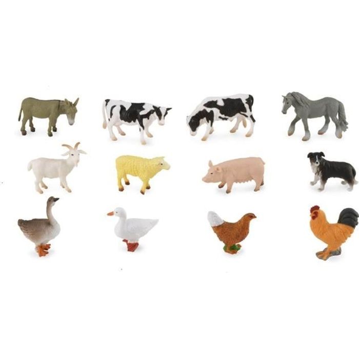 Grevosea Lot de 12 modèles d'animaux de Ferme Mini Figurines