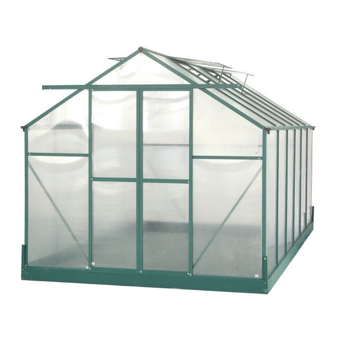Serre de jardin structure en aluminium verte 10,50 m2