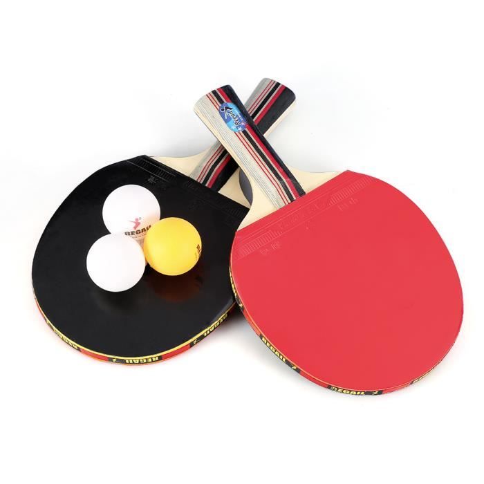 Raquette Tennis de Table, Set De Tennis De Table, 2 Raquette Ping Pong De Peuplier+3 Balle+1 Sac HB050 -LAI