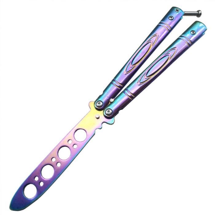 1 Pc Balisong outil de formation en acier chromé lame de papillon terne équipement de pratique pour BAC A SABLE - SAC DE SABLE