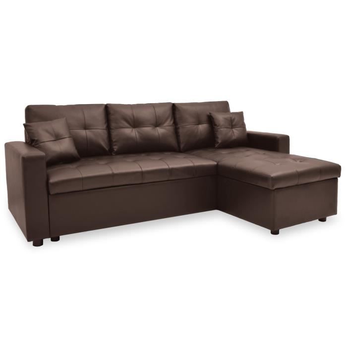 Canapé d'angle droit convertible Marron