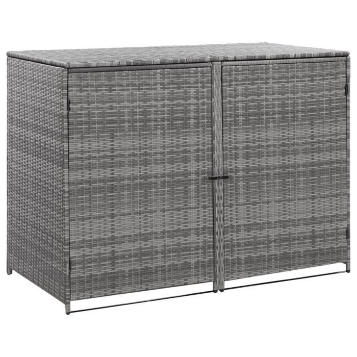 Abri de poubelle Abri Jardin double Résine tressée Anthracite 148x77x111cm