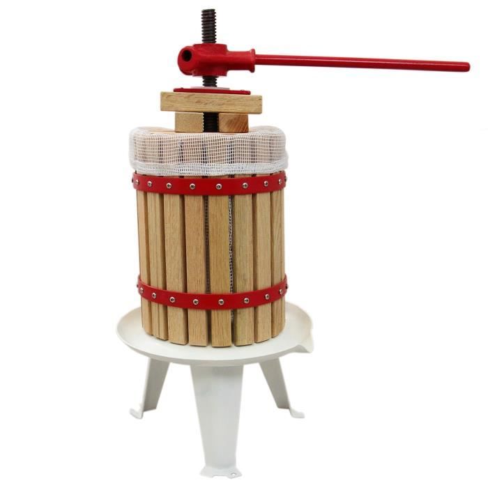 Pressoir à Fruits Traditionnel 12 Litres Chêne Préparation Moût Fabrication Jus de Fruit, Vins & Cidres