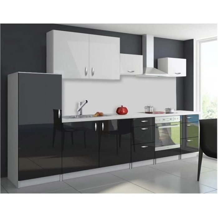 Cuisine complète 320 cm OXIN laquée brillant noir et blanc