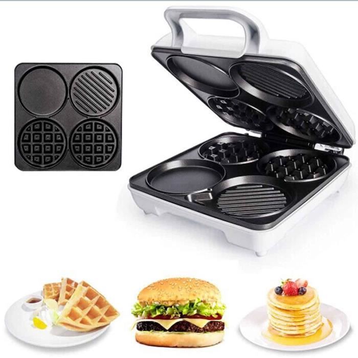 GAUFRIER Gaufrier Sandwich Eacutelectrique 4 en 1 Gaufres Gaufres Multifonction Bricolage Fait Maison Double Face Cuisson Antiad1512