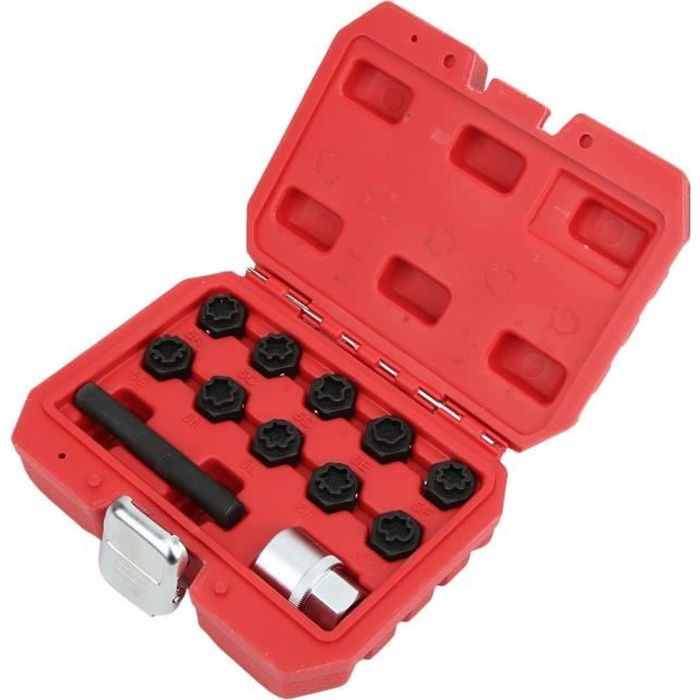 ARAMOX Ensemble de dissolvant d'écrou de roue 12 pièces antivol verrouillage écrou de roue ensemble de douilles installateur de