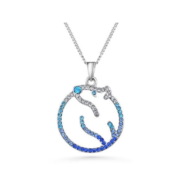 Pendentif Ours Polaire Cristal Swarovski Elements Bleu et Plaqué Rhodium