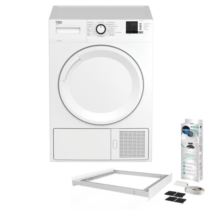 Pack BEKO - SLMCD072W - Sèche-linge - Pompe à chaleur - 7kgs - A++ - Blanc + Kit de superposition KCL103