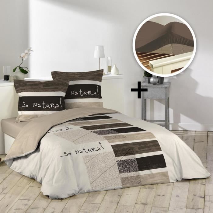 pack parure 1 housse couette 200x200 + 2 to 63x63 so natural + 1 dh 140x190