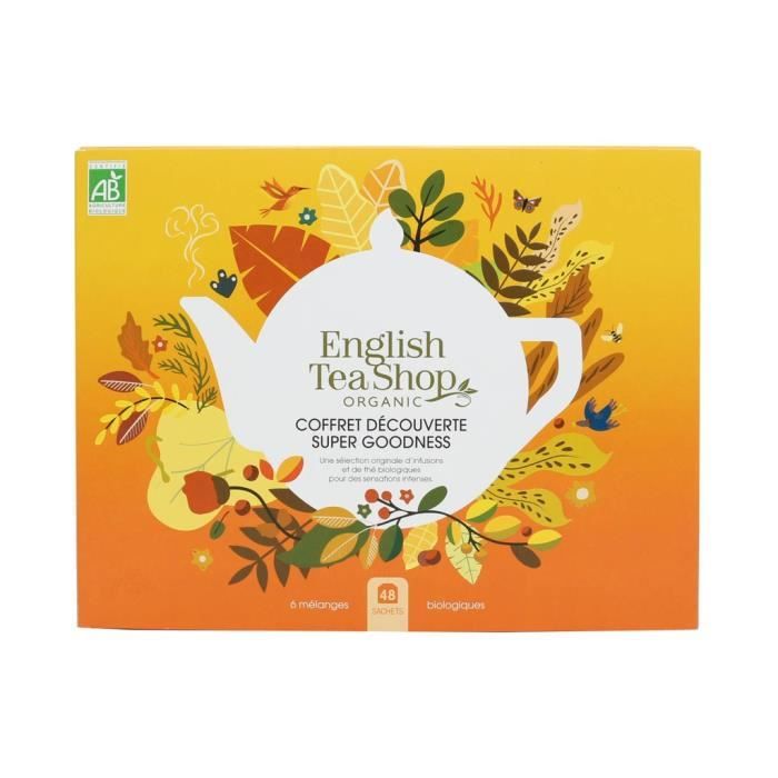 Coffret de thés et infusions bio English Tea Shop - Découverte Super Goodness - 48 sachets - Idée cadeau de Noël