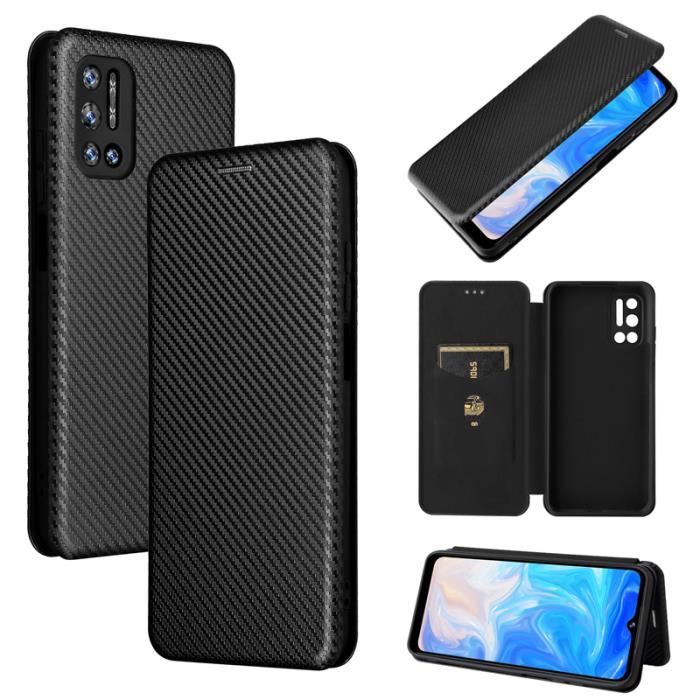 Housse étui pour Doogee N40 Pro avec un soutien Cuir Noir PU Cuir Pochette Protection