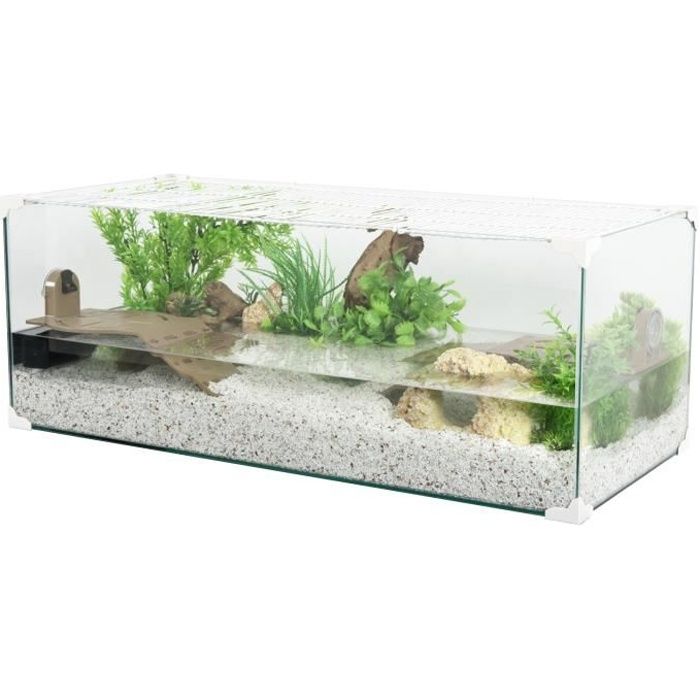 ZOLUX Aquarium Karapas pour tortue aquatique - L 100,5 x p 40,5 x h 30,5 cm - Blanc