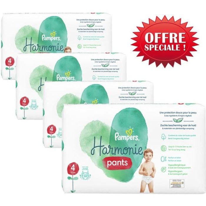 Pampers Taille 4 - 174 couches bébé harmonie pants