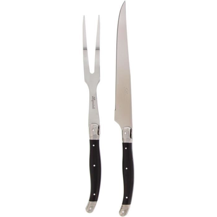 PRADEL EXCELLENCE - P0000630/7519 - SERVICE A DECOUPER LAGUIOLE MANCHE NOIR EN COFFRET BOIS - ACIER INOXYDABLE