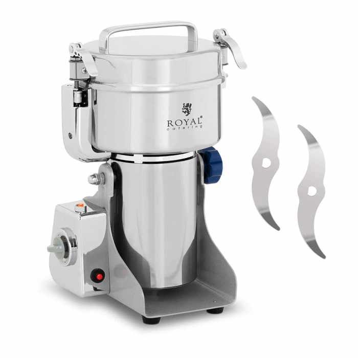 Moulin à Café épices Poivre Royal Catering RCMZ-800 (Capacité 800 g Moteur 2400W 25 000 tr/min Minuterie 0 - 5 min Inox)
