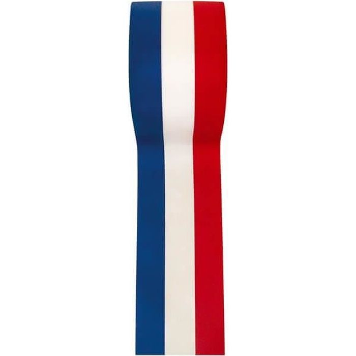 Bobine de ruban français bleu, blanc et rouge en 50mm x 25m (x1) R/2800