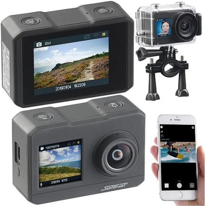 Caméra sport 4K DV-3817 étanche avec 2 écrans, wifi et capteur Sony