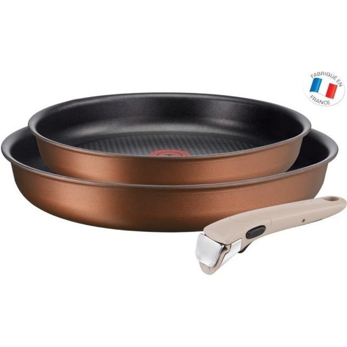 TEFAL L6759103 Ingenio Eco-Respect Set 2 poêles 22/26 cm, Revêtement antiadhésif, Thermo-Spot, Induction, Fabriqué en France, Marron