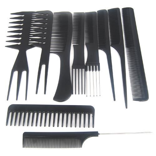 TRIXES Set de 10 peignes de coiffeur en plastique