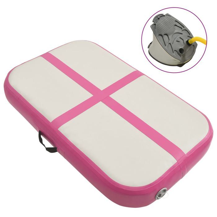 vidaXL Tapis gonflable de gymnastique avec pompe 60x100x10 cm PVC Rose