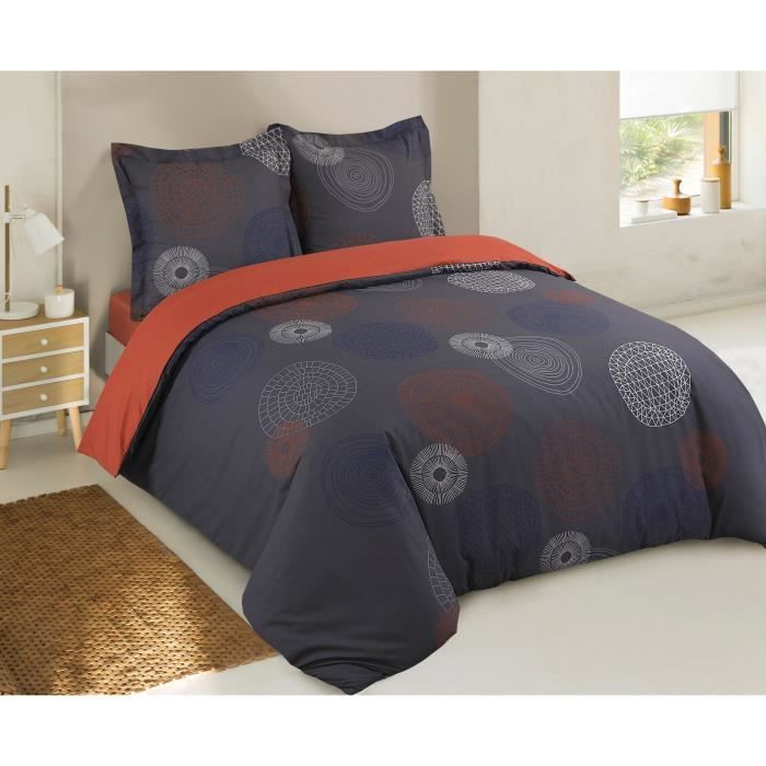 VISION Parure de couette Fabrizio - 100% coton - Housse 240 x 260 cm + 2 taies 65 x 65 cm