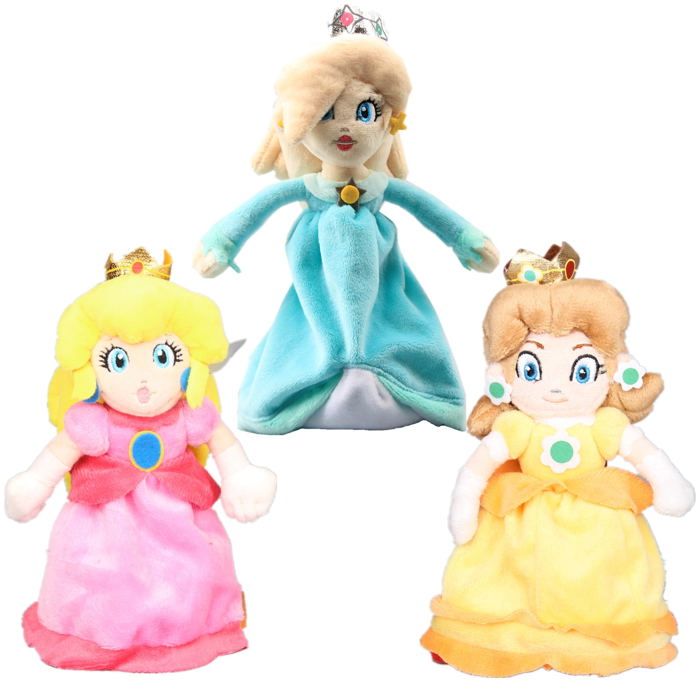 HUAWELL Mario All Star Collection Peluche Marguerite Roslina Princesses Cadeau pour Noël, Nouvel An, Anniversaire 17 cm 3 pièces