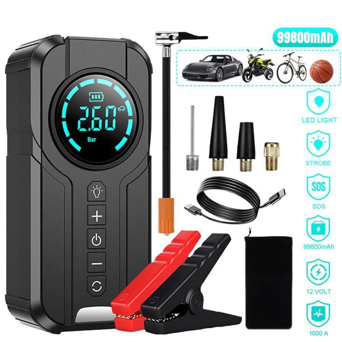 Tbest Gonfleur Portatif De Pneu Gonfleur De Pneu Portable 150PSI Double