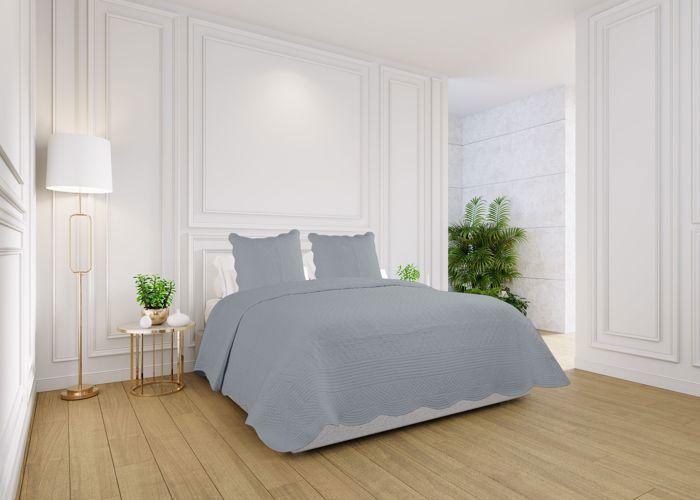 Autrefois Dessus de lit Boutis Coton 260*260 cm + 2 taies 65 * 65 cm