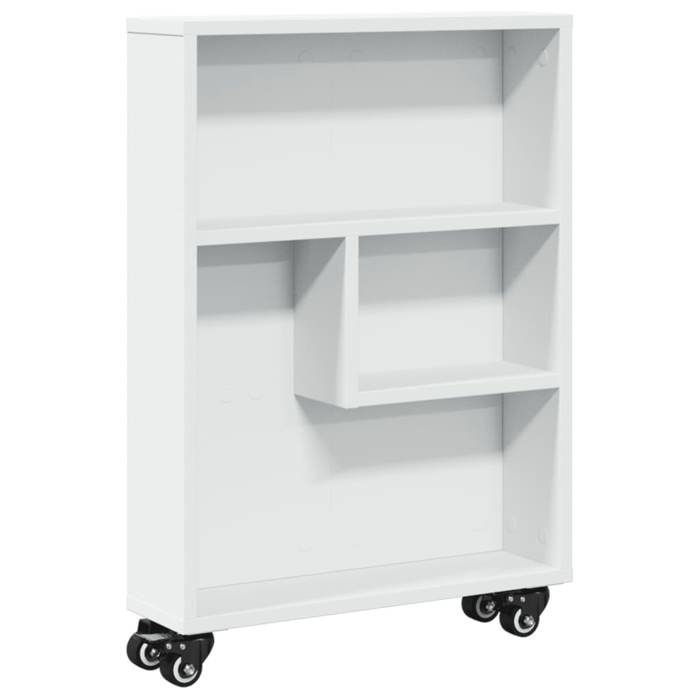 Étagère de rangement Chariot de rangement étroit blanc 48x13x68 cm bois dingénierie CHY47421371
