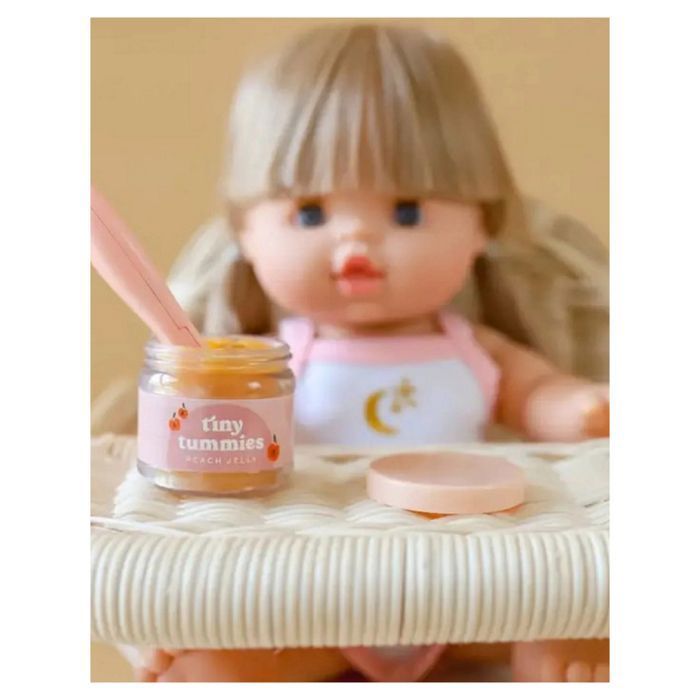 Petit Pot Peche - Tiny Tummies - Gelée de pêche - Cuillère magique - Pour poupées - 3 ans et plus