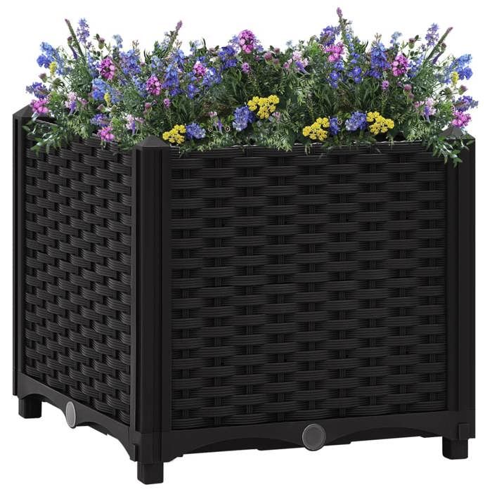 Jardinière De Jardin 80x80x38 Cm PURADAY - Noir En Polypropylène - Pour Légumes, Herbes, Fleurs