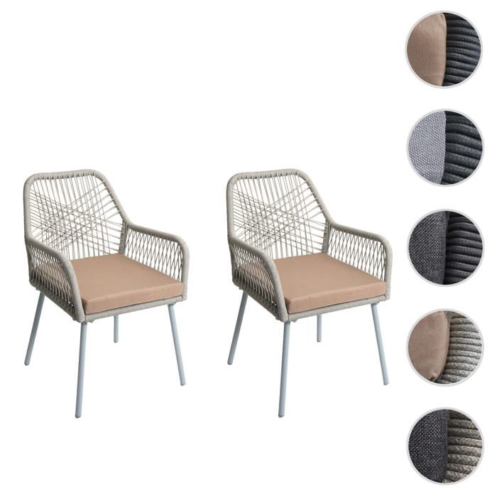 Lot de 2 chaises de jardin HWC-O12 gris clair tissu taupe