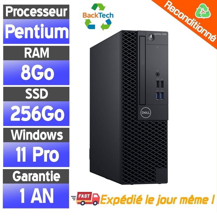 PC Pas Chers – Dell OptiPlex 3050 – 8 Go RAM – 256 Go SSD – Windows 11 Pro – Ordinateurs Reconditionnés