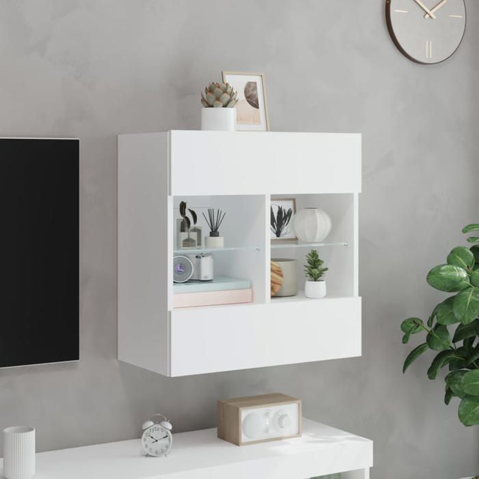 Meuble TV mural Armoire TV suspendue VIDAXL avec lumières LED blanc 585x30x605 cm @1962