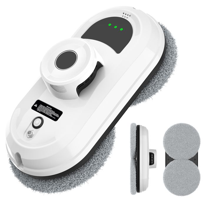 Robot lave vitre intelligent 5600Pa – Nettoyage automatique fenêtres avec télécommande détection de bord 3 modes chiffon x10