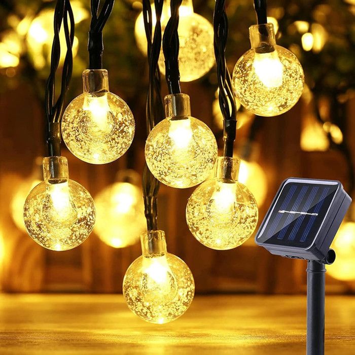Rosnek Guirlande Lumineuse Solaire Extérieure 5m 20LED avec 2 modes Lampe Blanc chaud Jardin IP65 Étanche pour Noël Fête Décor