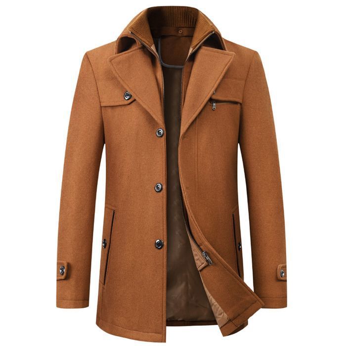 Blouson de Ski Homme Laine Mi-Longue Veste de Ski Décontracté Manteau Homme de Sport Chaud - Jaune brun XS-XXXL